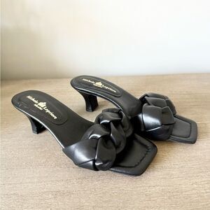 Michele Lopriore Knotted Sandal Low Heel in Black Leather Size 39